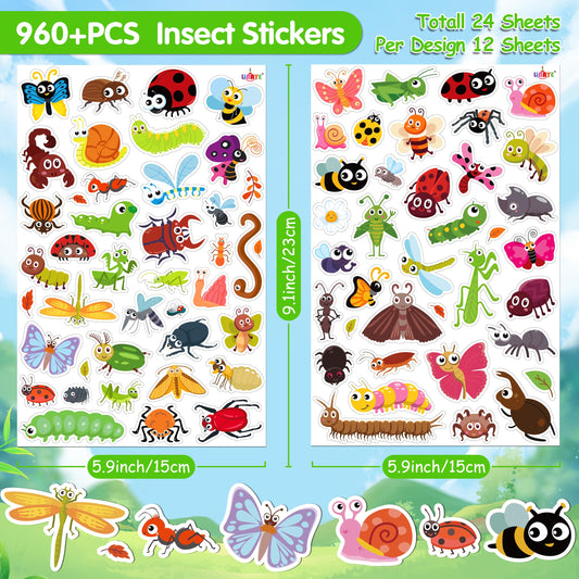 Butterflies and bees designs from LINAYE stickers, perfect for decorating water bottles.