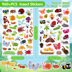 Butterflies and bees designs from LINAYE stickers, perfect for decorating water bottles.