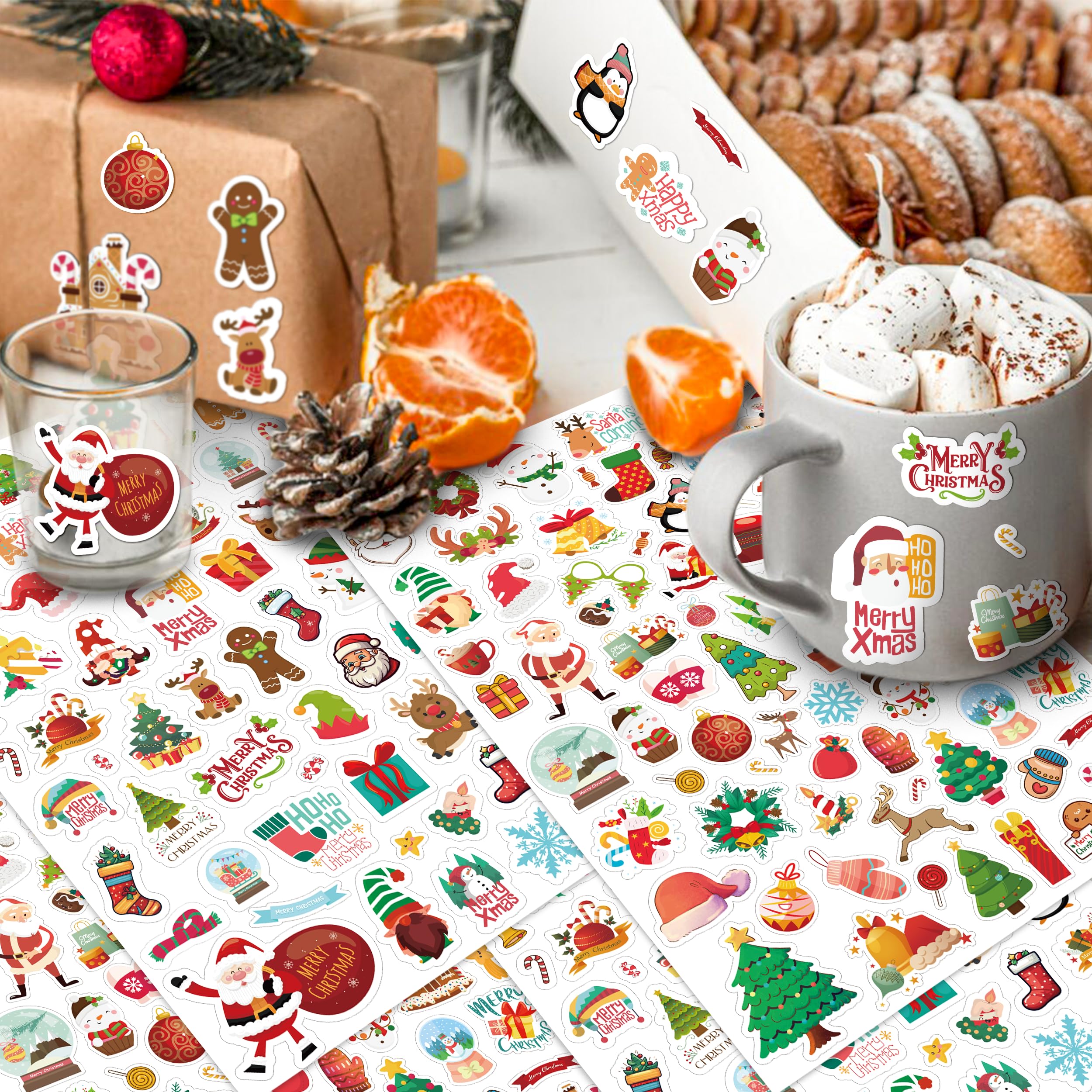 LINAYE Christmas stickers waterproof adhesion for bottles and surfaces