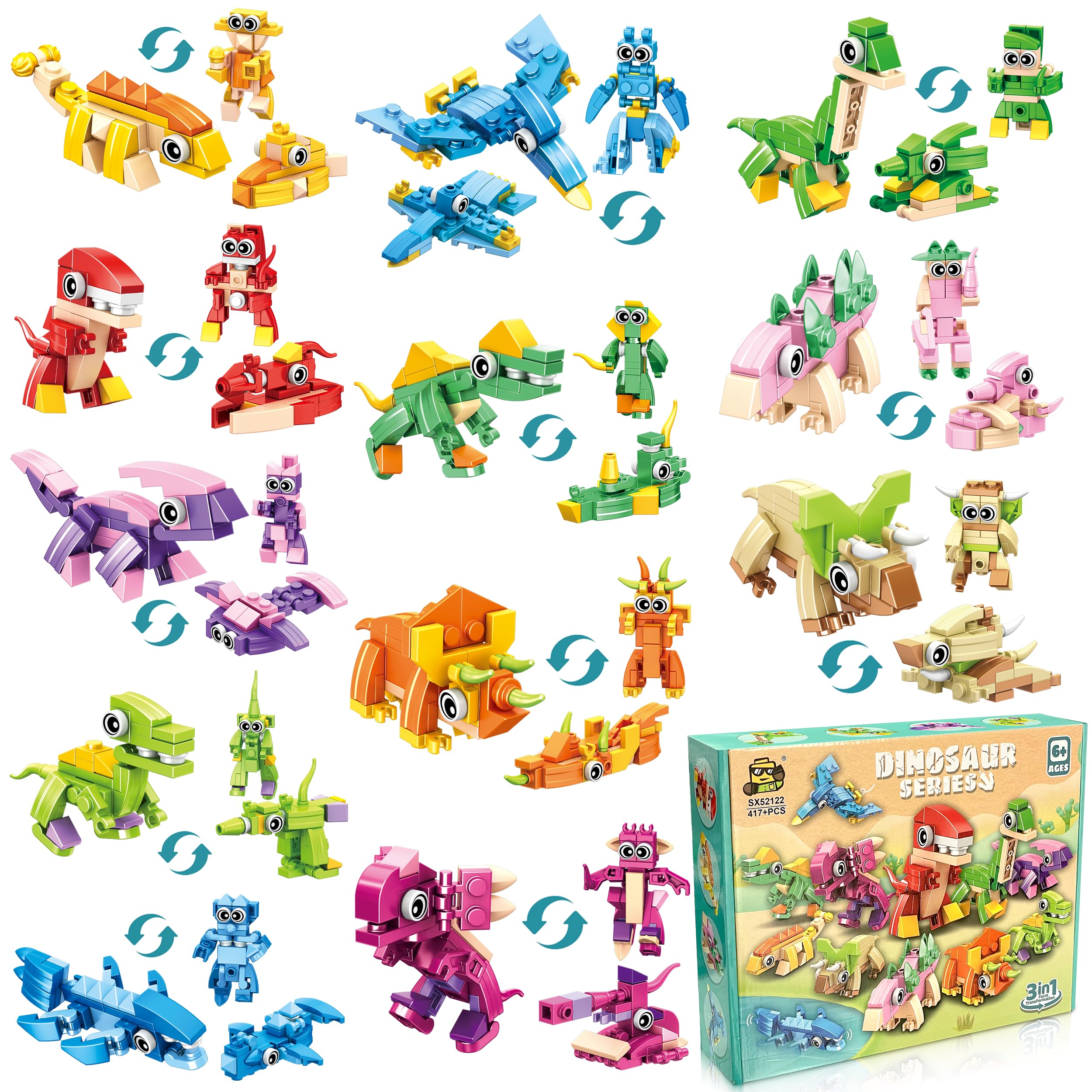 LINAYE dinosaur blocks pack displayed as party favors for kids