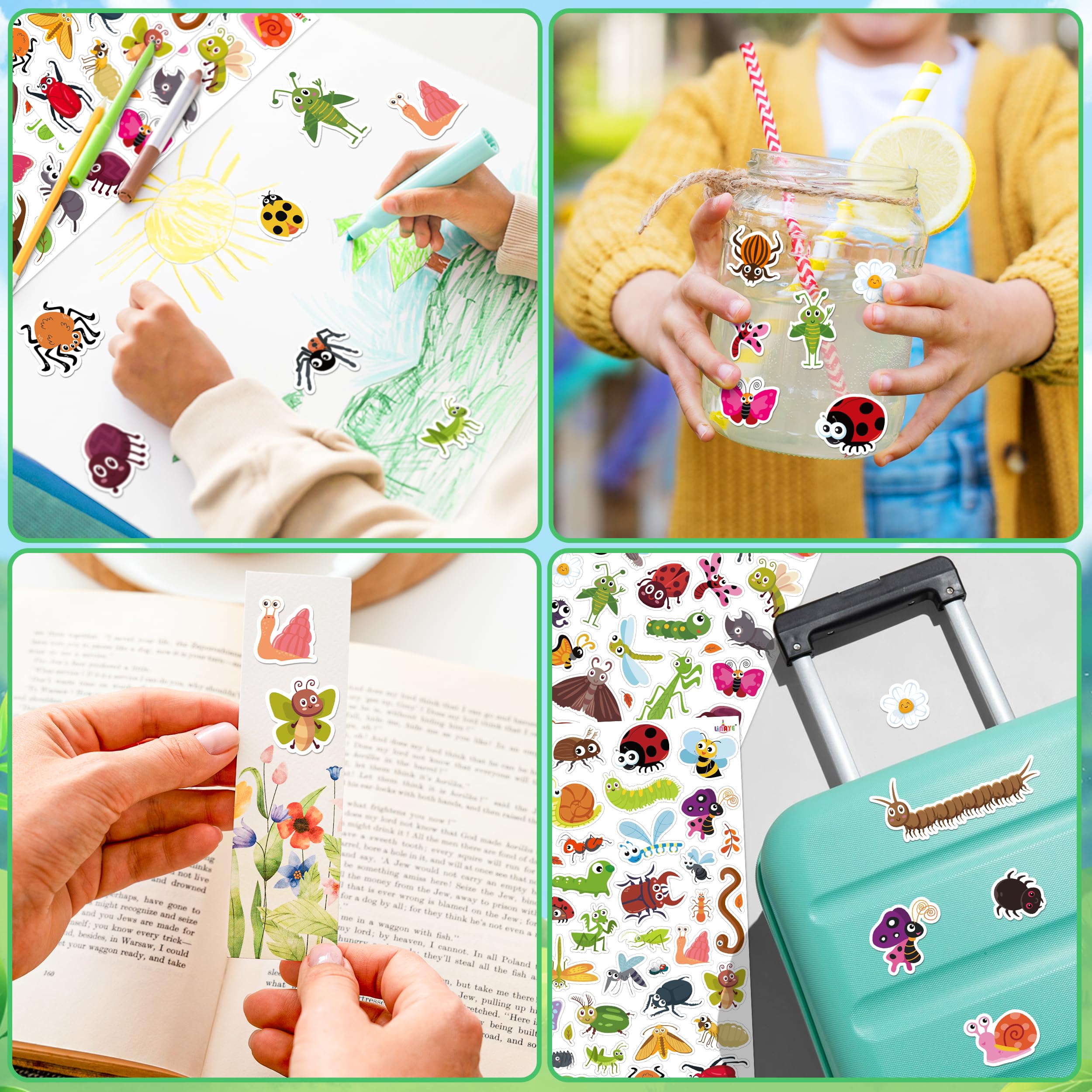 Durable LINAYE bug stickers that peel cleanly and re-stick without residue.