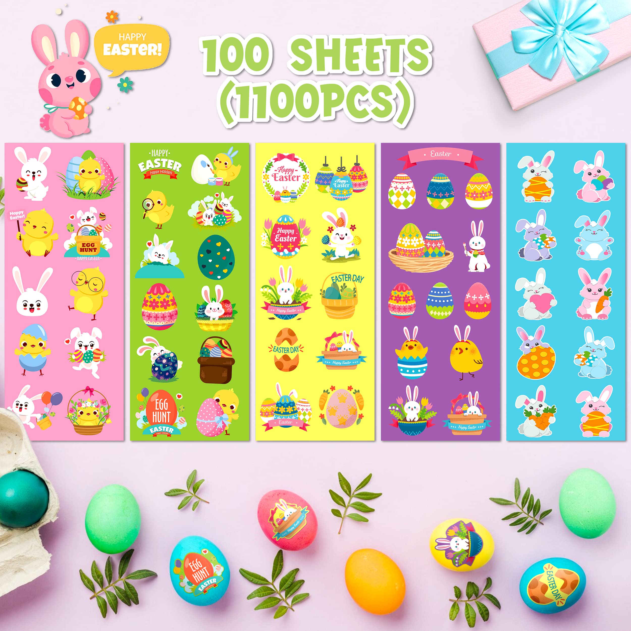 Linaye Easter stickers featuring bunnies eggs and chicks for kid crafts.