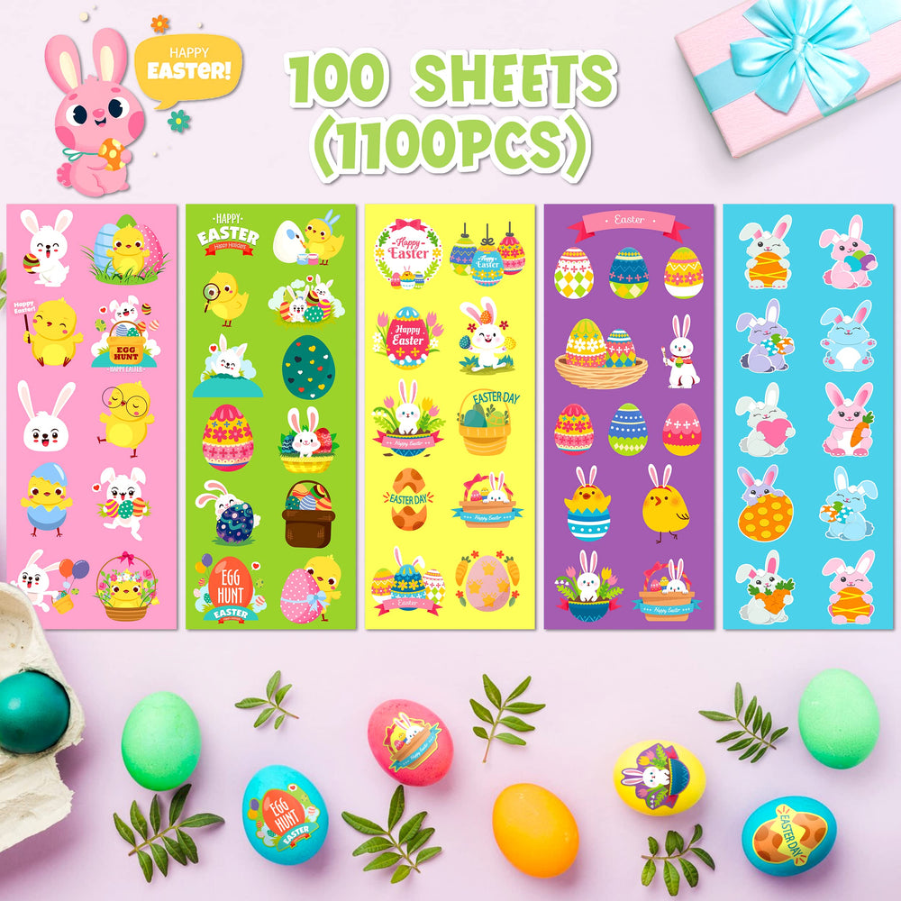 Linaye Easter stickers featuring bunnies eggs and chicks for kid crafts.
