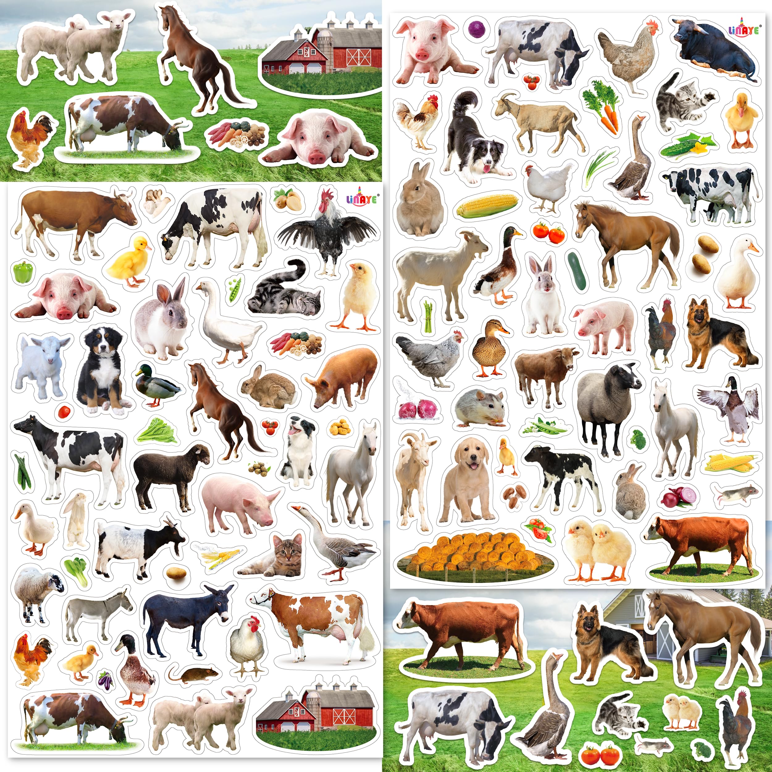LINAYE farm stickers with cows and horses for colorful scrapbooks.