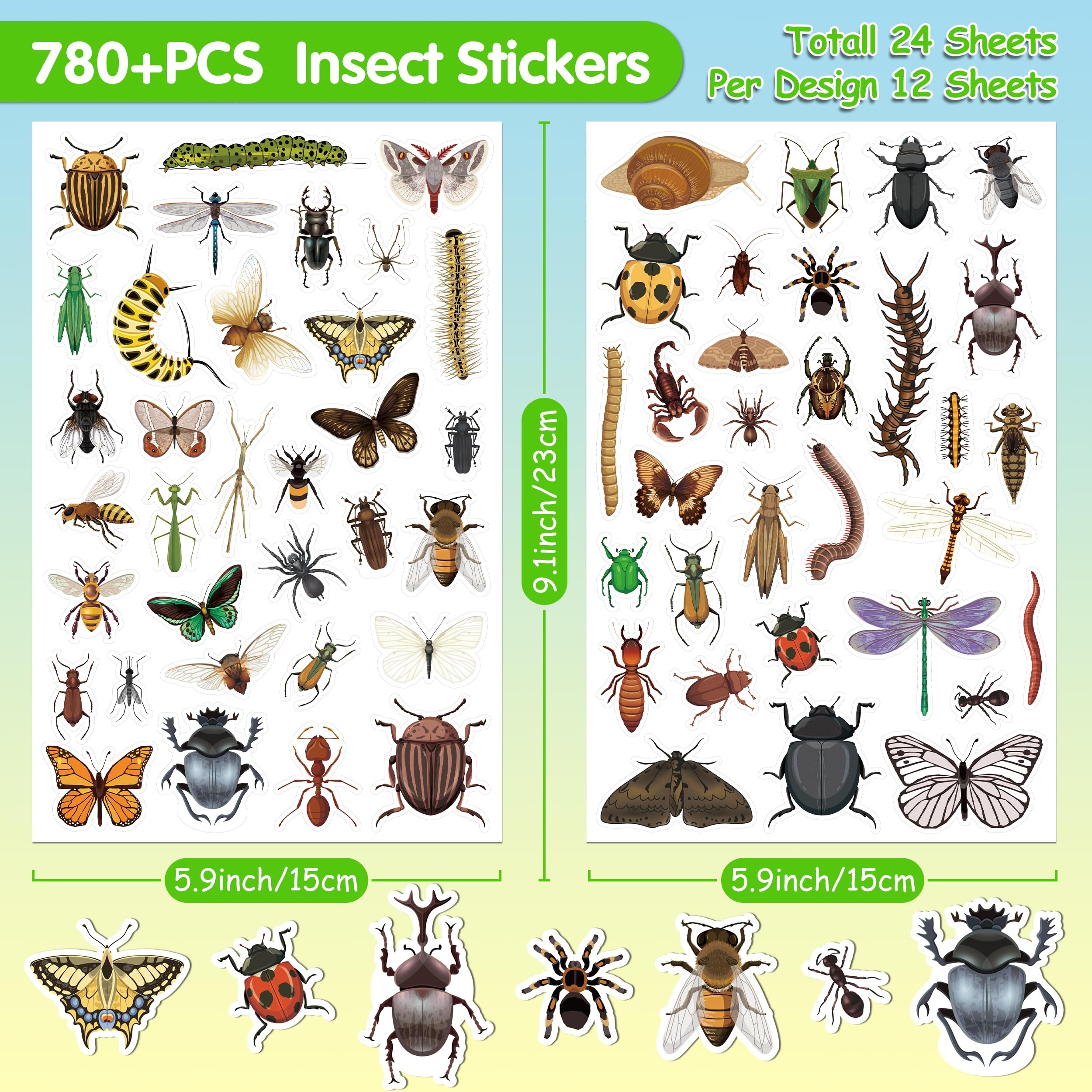 LINAYE insect sticker variety collage showing diverse designs