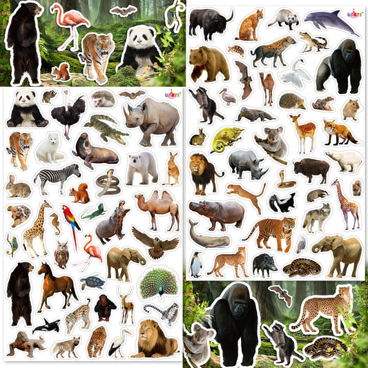 LINAYE jungle stickers featuring tiger and elephant for kids' scrapbooks.