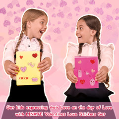 LINAYE kids crafting valentines stickers for cards and notebooks