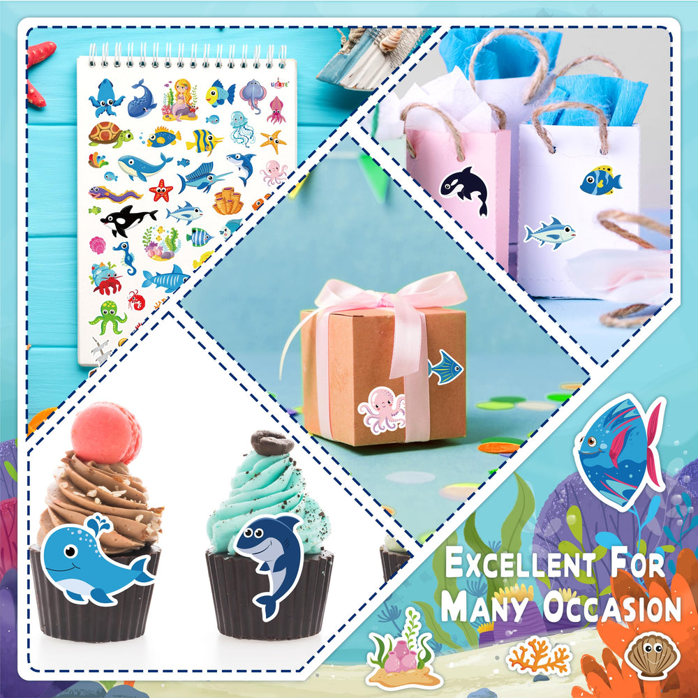 LINAYE Party Favors Ocean theme stickers for decor and invitations.