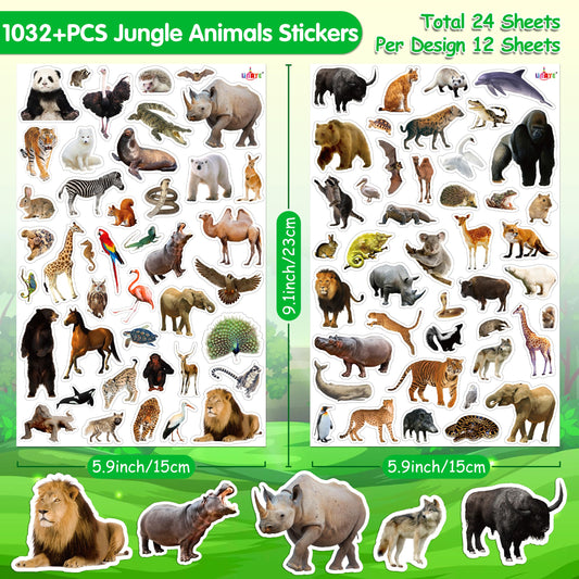 LINAYE safari stickers with panda and lion, ideal for water bottles.