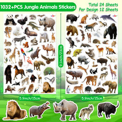 LINAYE safari stickers with panda and lion, ideal for water bottles.