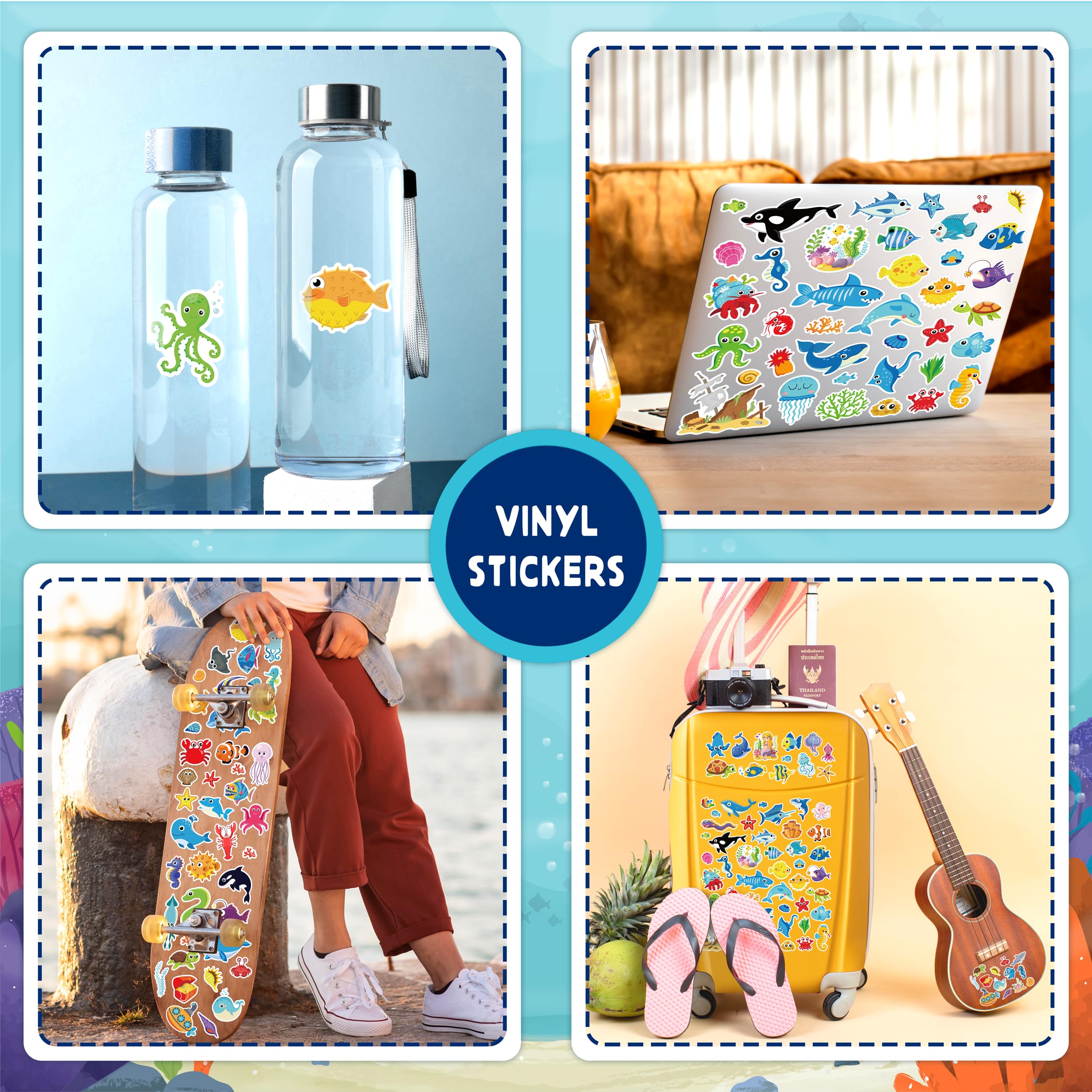 LINAYE Scrapbooking Ocean Theme Stickers brighten envelopes and cards.