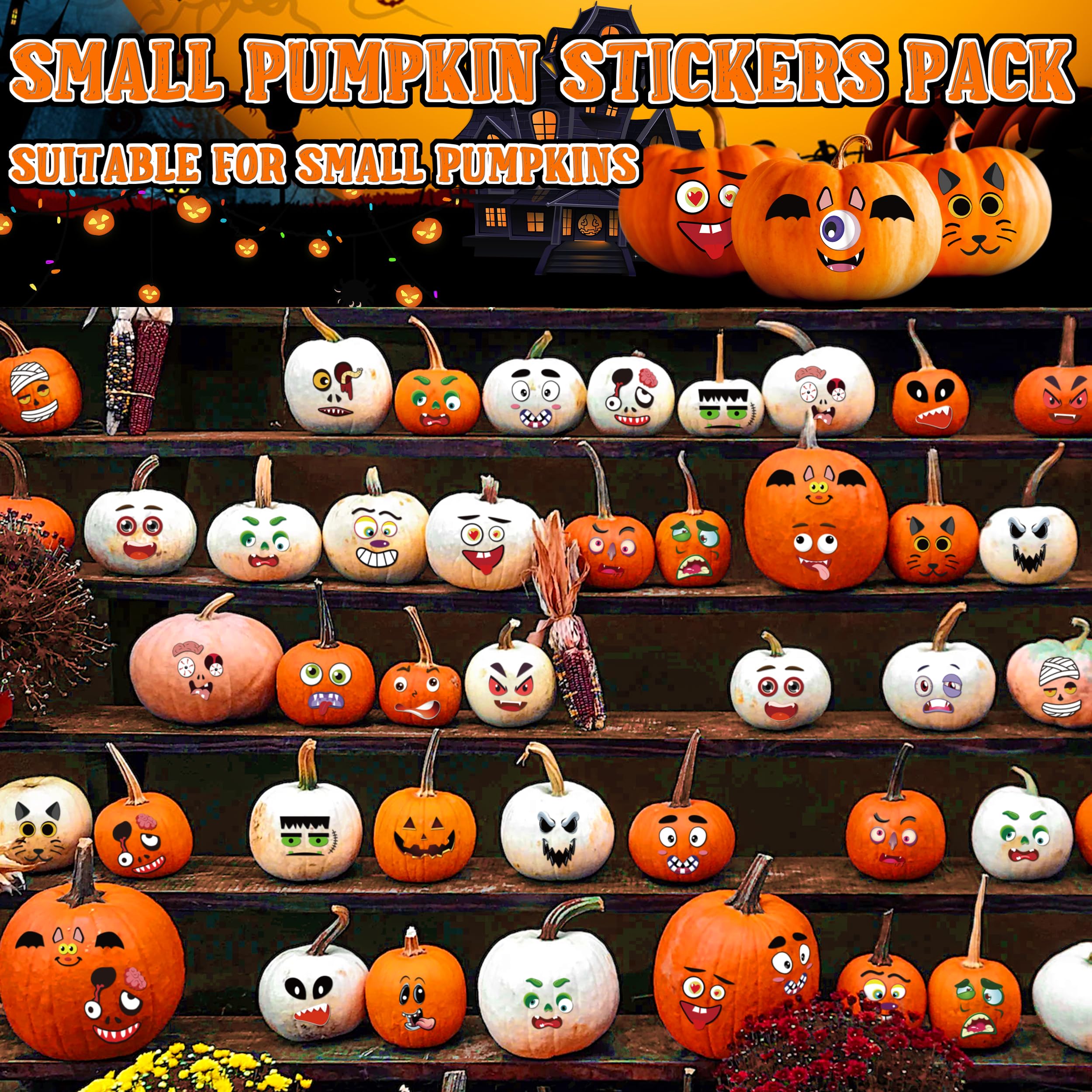 LINAYE small pumpkin decor stickers fit mini pumpkins