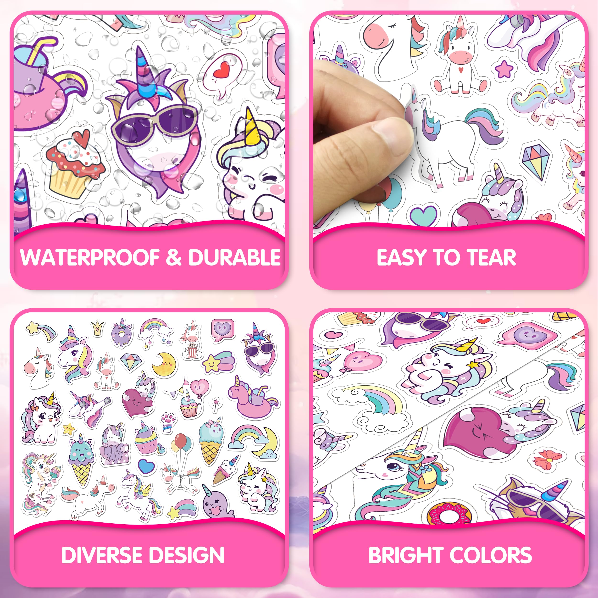 LINAYE unicorn stickers durable peel-and-reuse for ongoing decorating