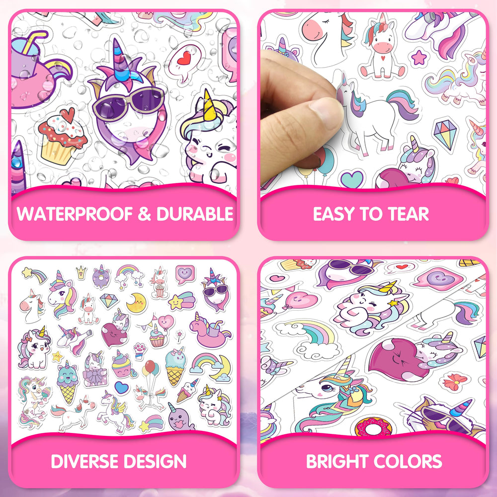 LINAYE unicorn stickers durable peel-and-reuse for ongoing decorating