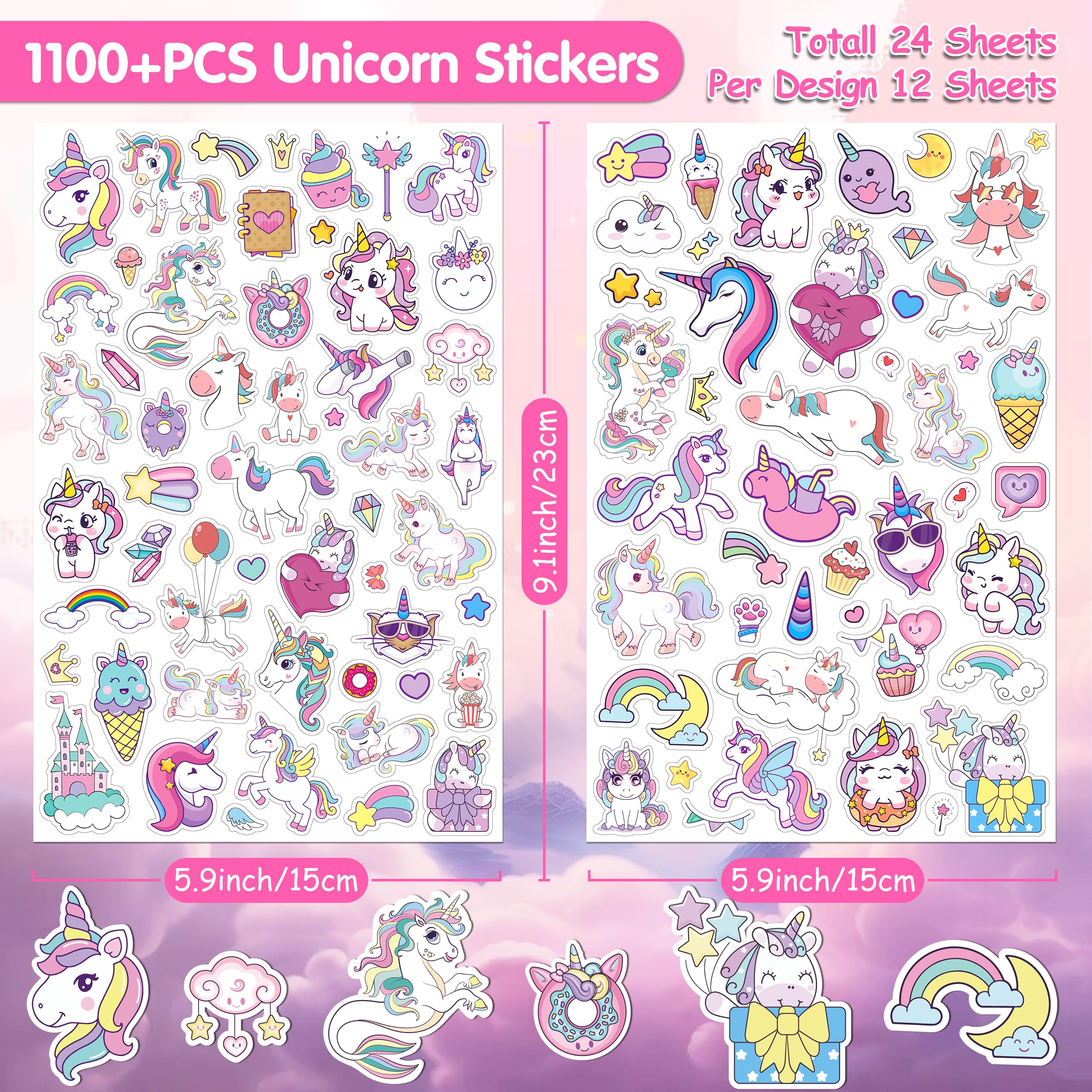 LINAYE unicorn stickers notebook decor for colorful, personalized school projects