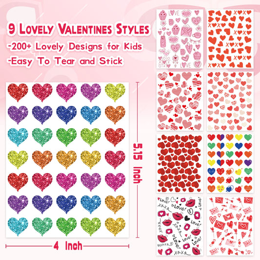LINAYE Valentines stickers 8-styles colorful designs for cards and crafts