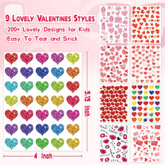 LINAYE Valentines stickers 8-styles colorful designs for cards and crafts