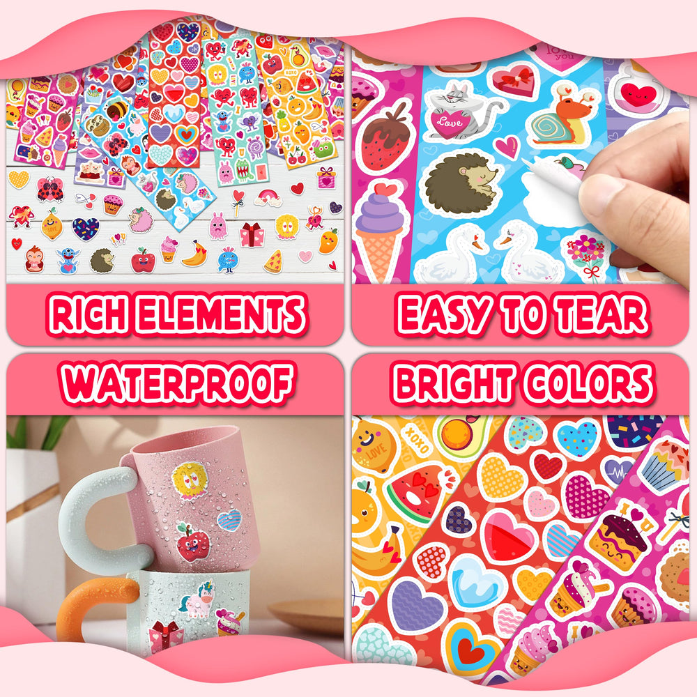 LINAYE Valentines stickers for cards and envelopes easy to peel and reuse