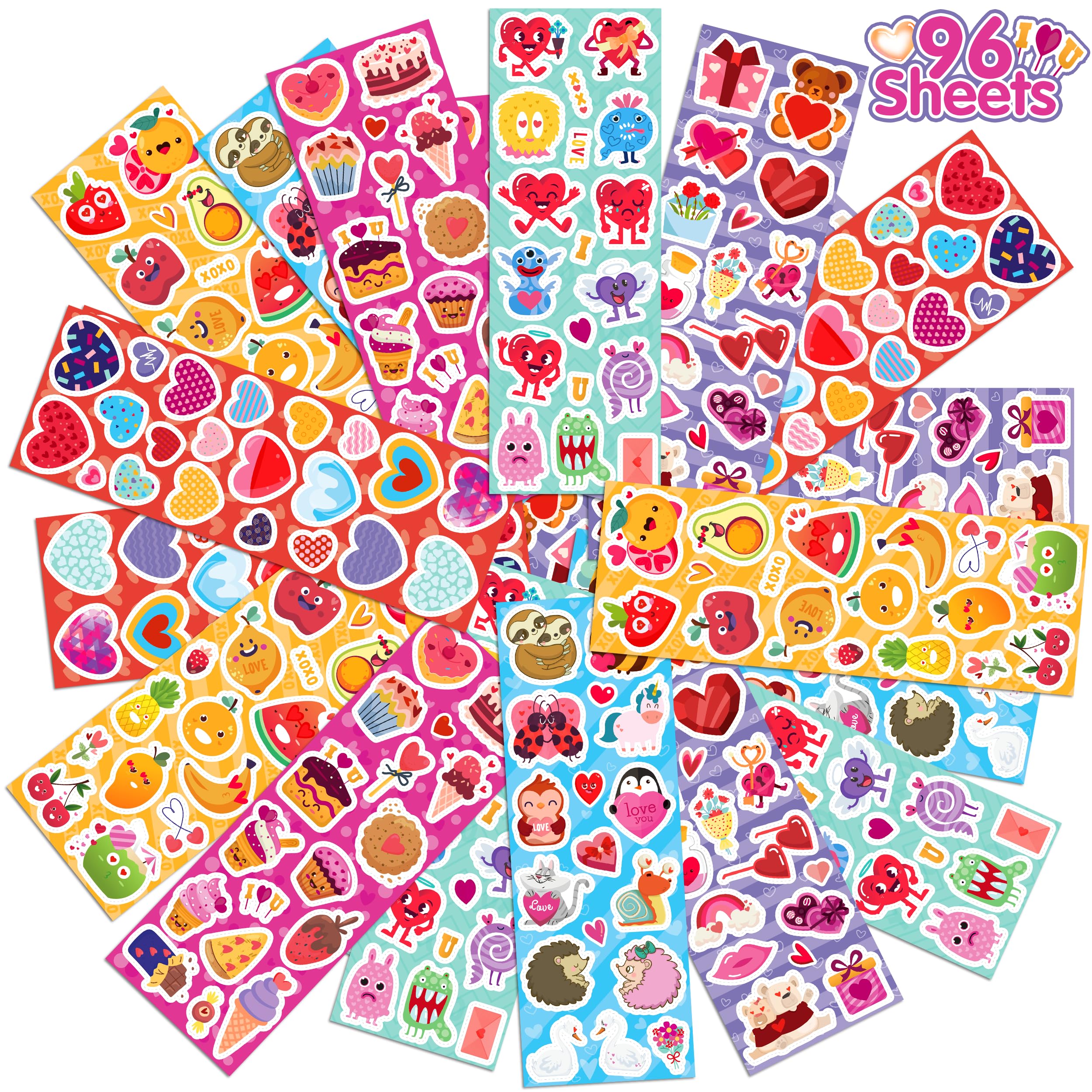 LINAYE Valentines stickers for kids bulk with diverse designs for DIY cards and crafts