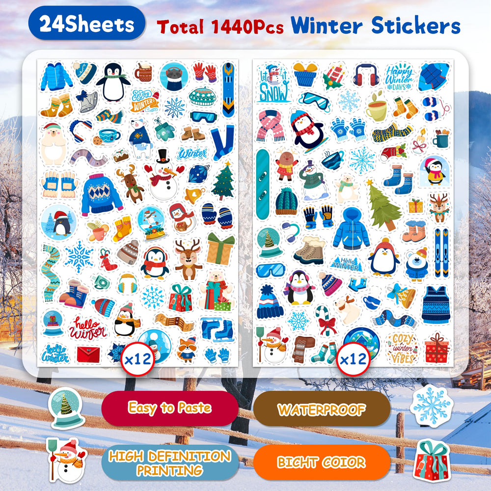 LINAYE winter stickers reindeer patterns brighten kids' crafts and scrapbooks
