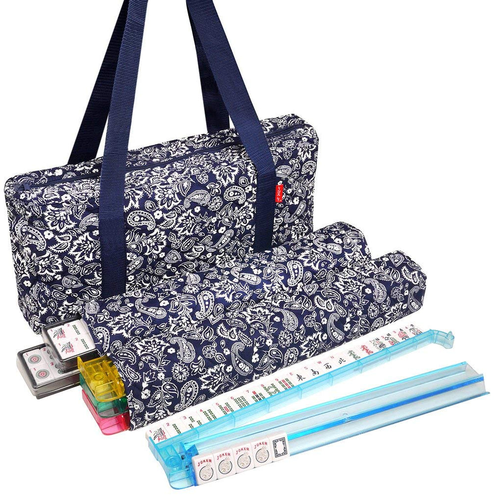 Linda Li American Mahjong tiles in white provide durable play on melamine surface.