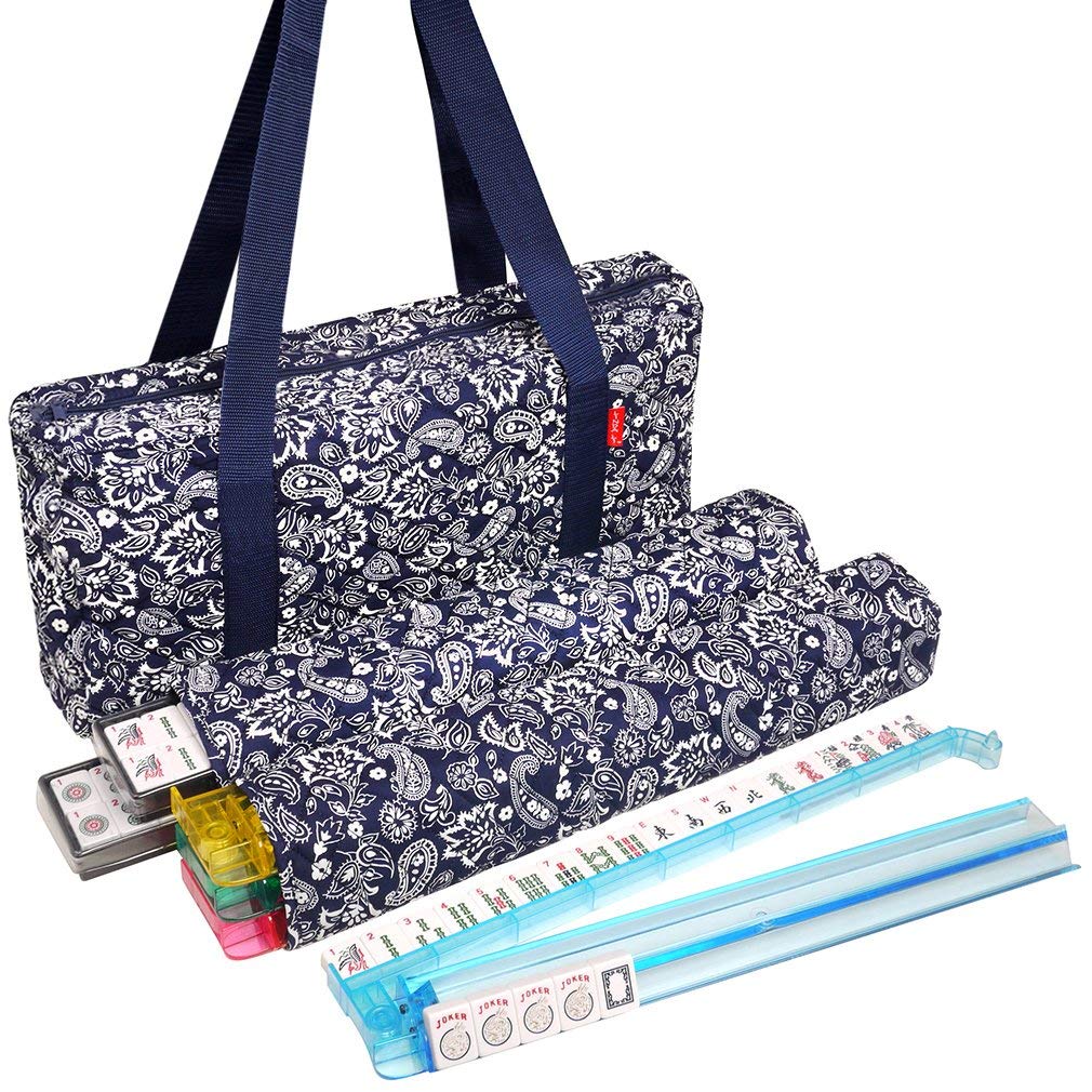 Linda Li American Mahjong tiles in white provide durable play on melamine surface.
