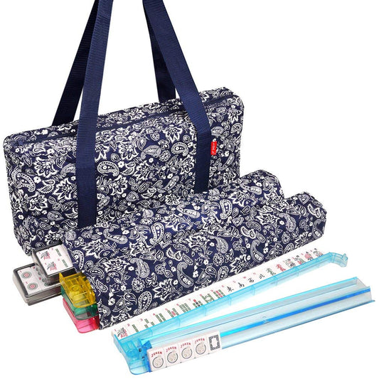 Linda Li American Mahjong tiles in white provide durable play on melamine surface.