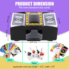 Lineba shuffler powered by batteries for cordless gameplay.