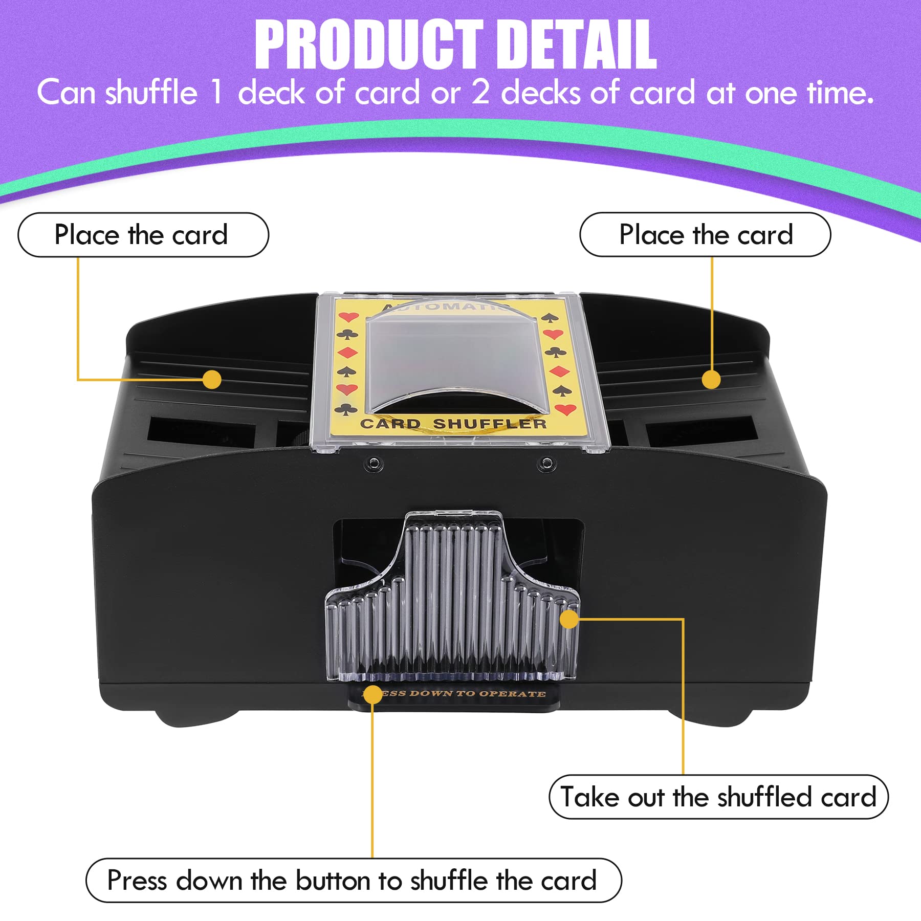 Lineba shuffler delivers fast, smooth card turnover.