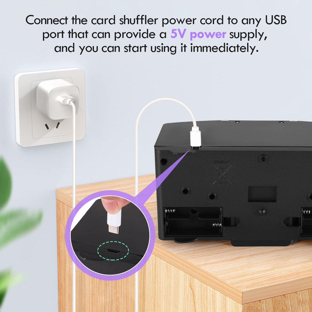Lineba shuffler compatible with UNO and poker cards.
