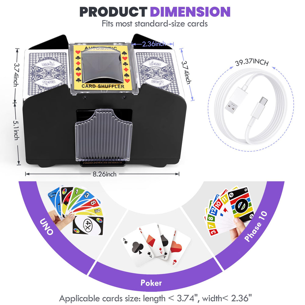 Lineba Card Shuffler with USB power cord enables versatile on-site use