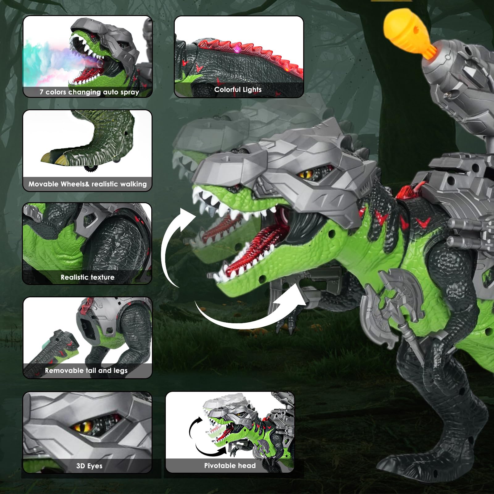 LINEQIC remote control dinosaur roaring for immersive pretend battles