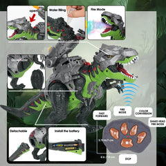 LINEQIC LED flame and frost effects enhance nighttime dinosaur play