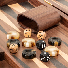 Lingle backgammon latch detail with gold finish for secure storage.