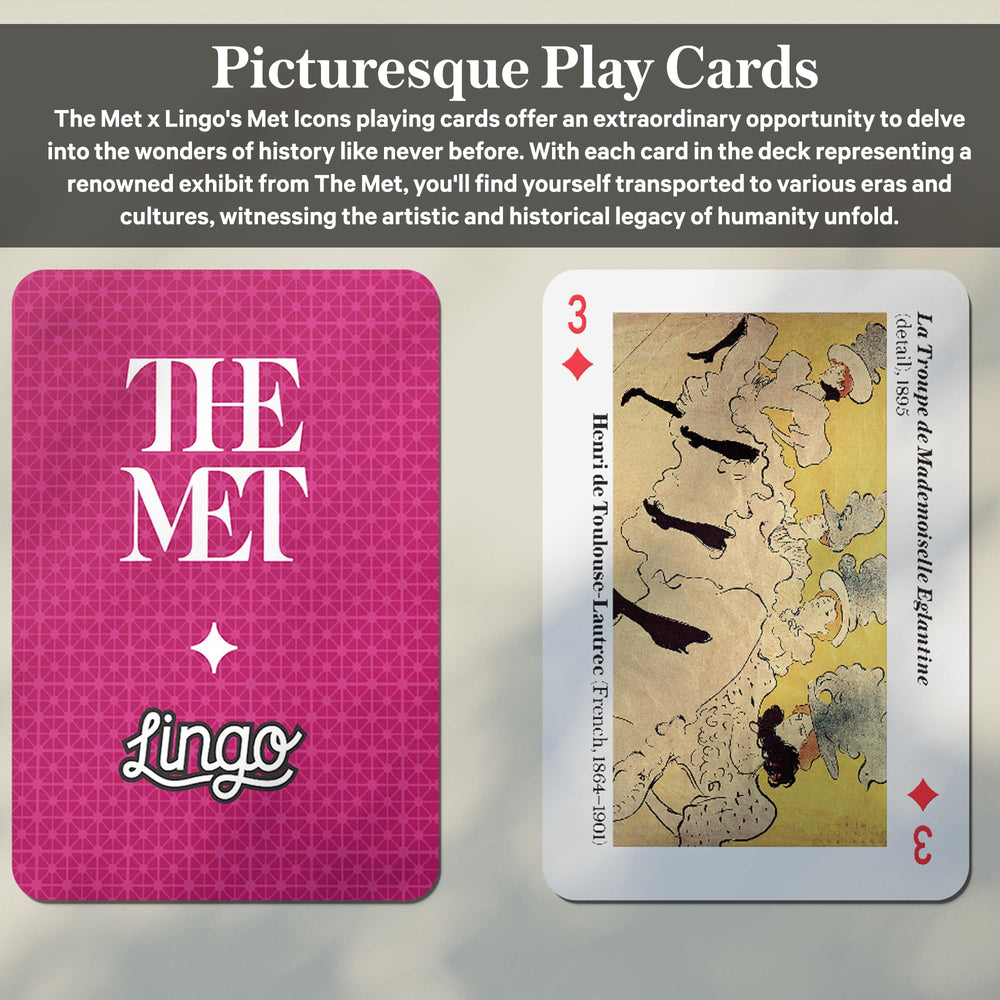 Lingo Met Icons card highlights art trivia to spark curiosity.