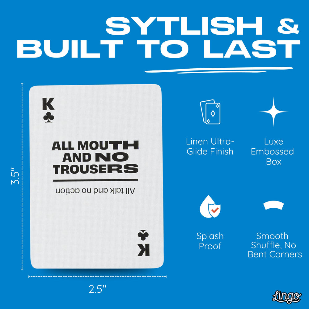 Lingo premium durable deck features sturdy cards for long-lasting game nights.