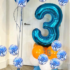 Lingqiang 30th birthday decor with blue 3 balloon vibe.
