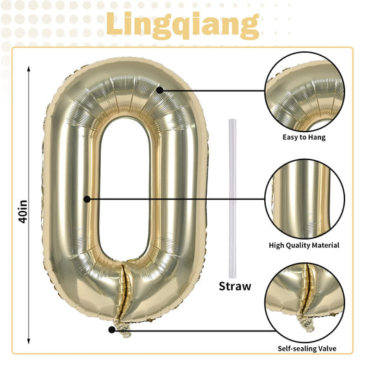 Lingqiang 40-inch number 1 balloon in champagne gold as a striking centerpiece