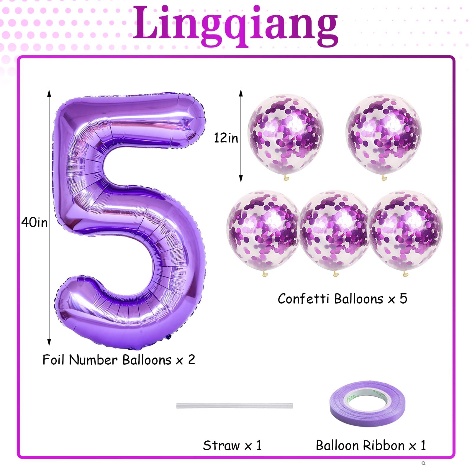 Lingqiang 40-inch number foil balloon for dramatic party numbers and reusable display.
