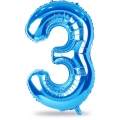 Lingqiang 40 inch blue number 3 balloon adds dramatic birthday decor.