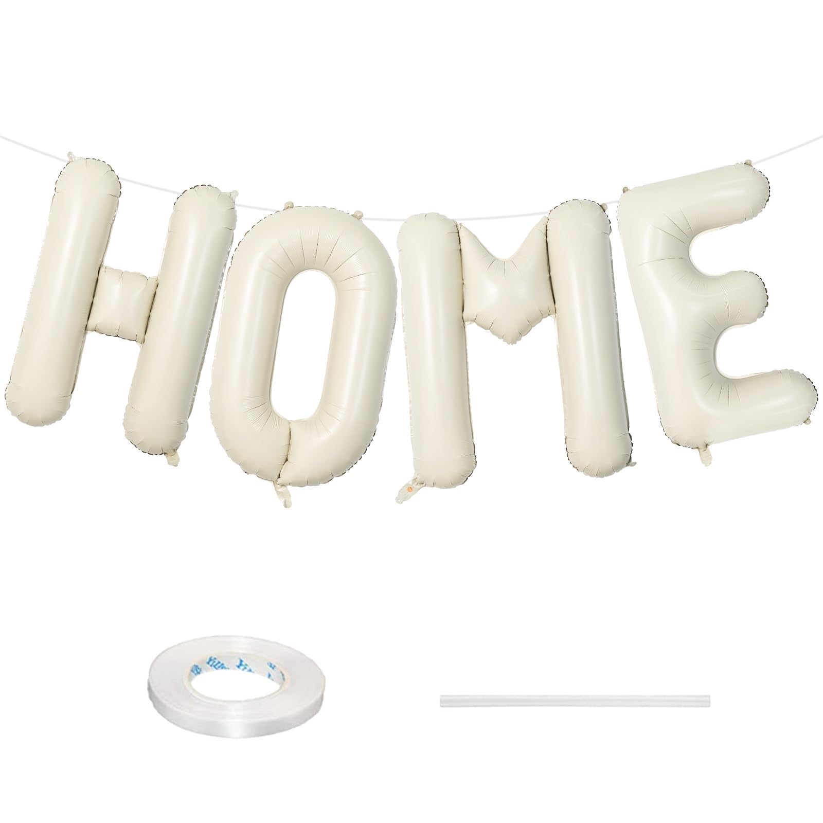 Lingqiang 40-inch beige HOME foil letters banner for elegant housewarming decor