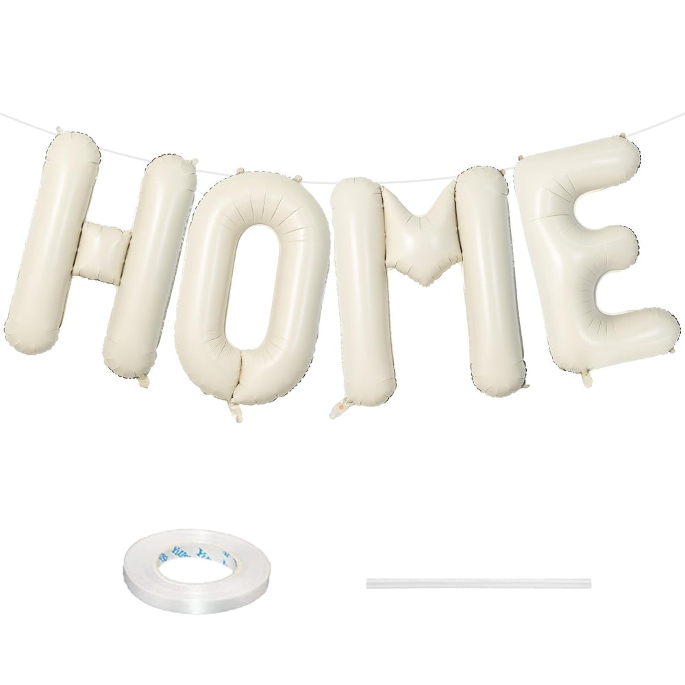 Lingqiang 40-inch beige HOME foil letters banner for elegant housewarming decor