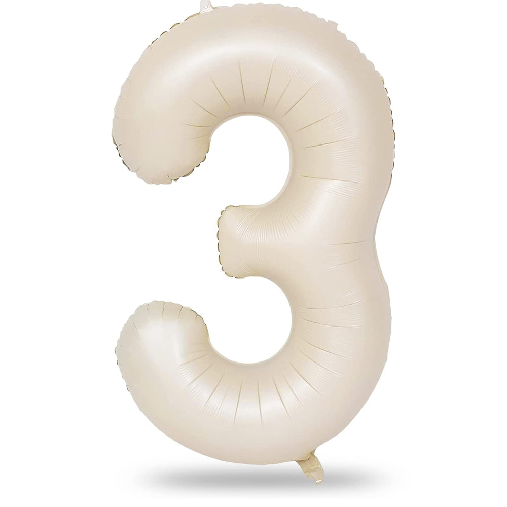 Lingqiang 40 inch beige number 3 balloon floats for a bold 3rd birthday decoration.