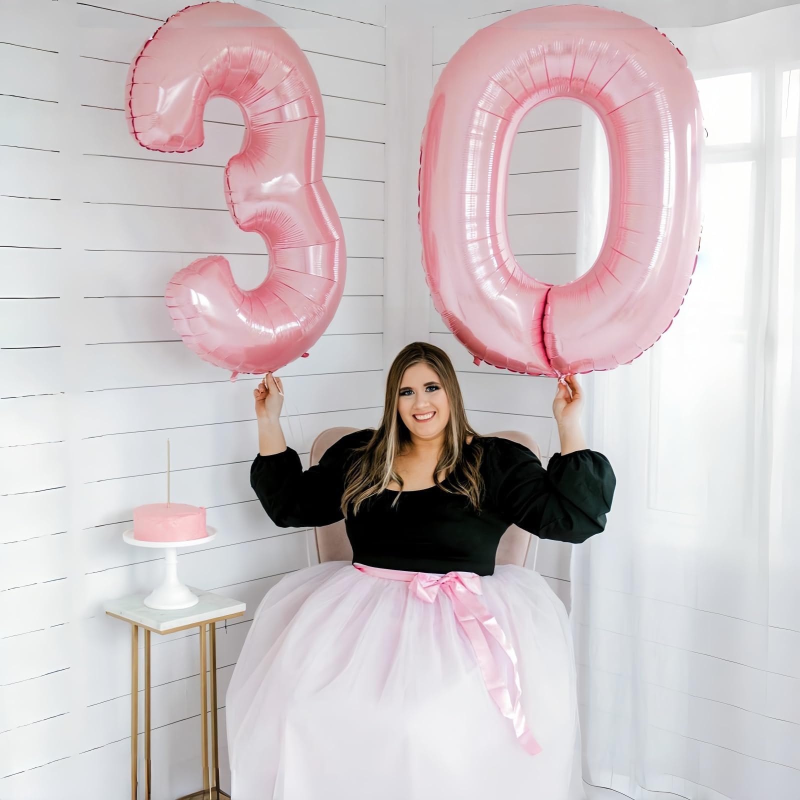 Lingqiang 40-inch number 4 balloon in pastel pink for events