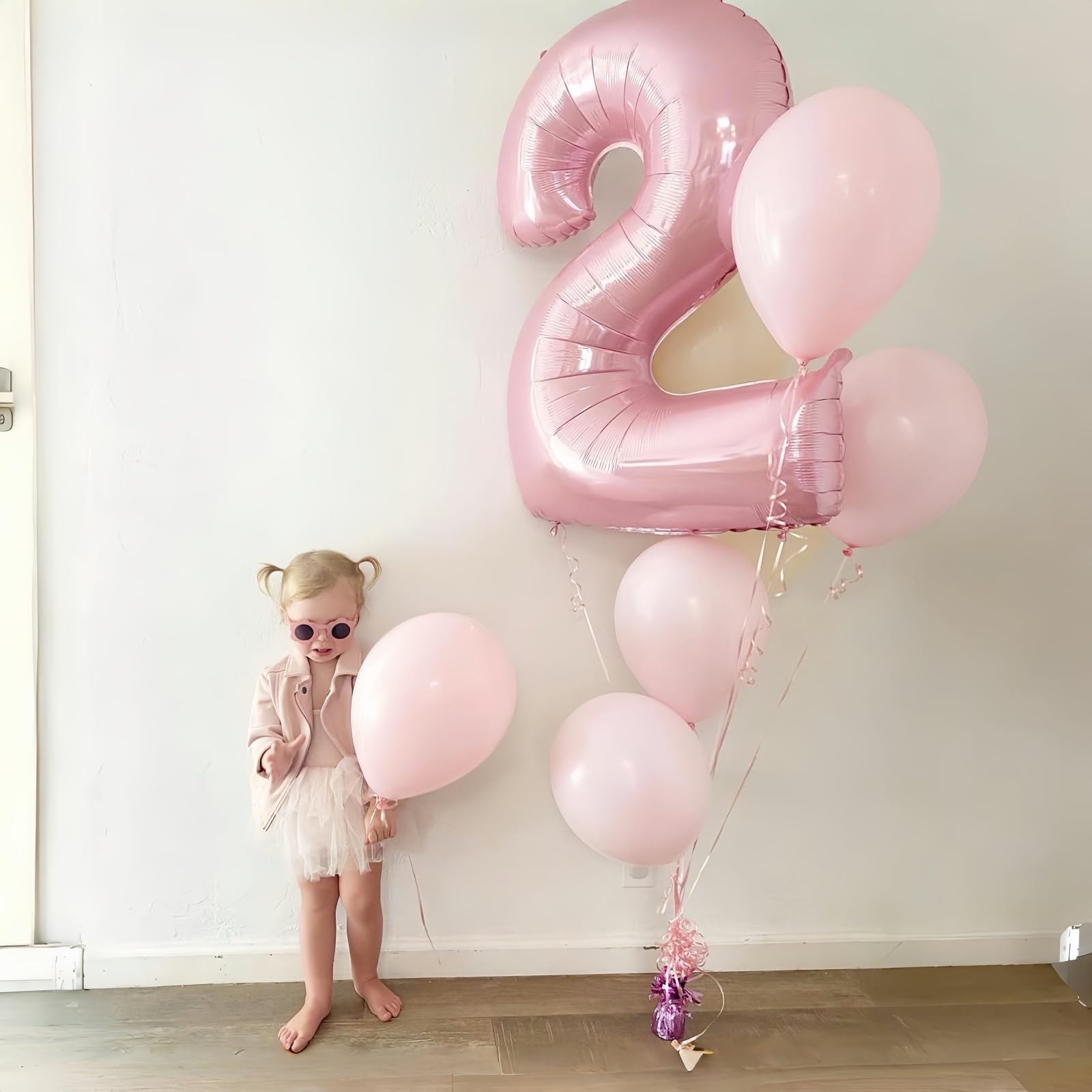 Lingqiang 40-inch number 5 balloon in pastel pink for birthday parties