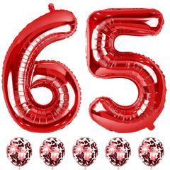 Lingqiang 40-inch 65-number foil balloons for a bold milestone backdrop.
