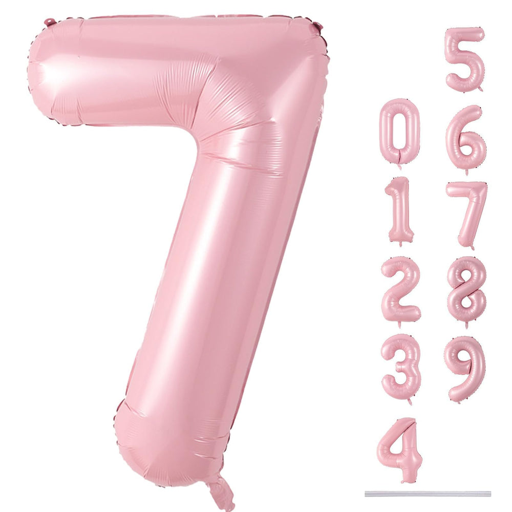 Lingqiang 7 pastel pink foil balloon for 7th birthday celebrations and photo backdrops