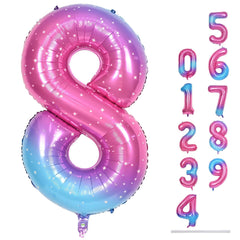 Lingqiang 40-inch gradient blue-pink number 8 balloon for bold birthday decor.