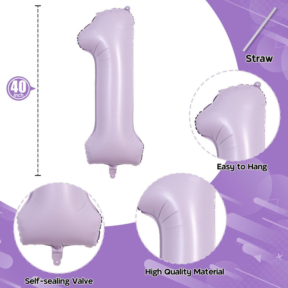 Lingqiang 40-inch lavender number 2 balloon for milestone celebrations