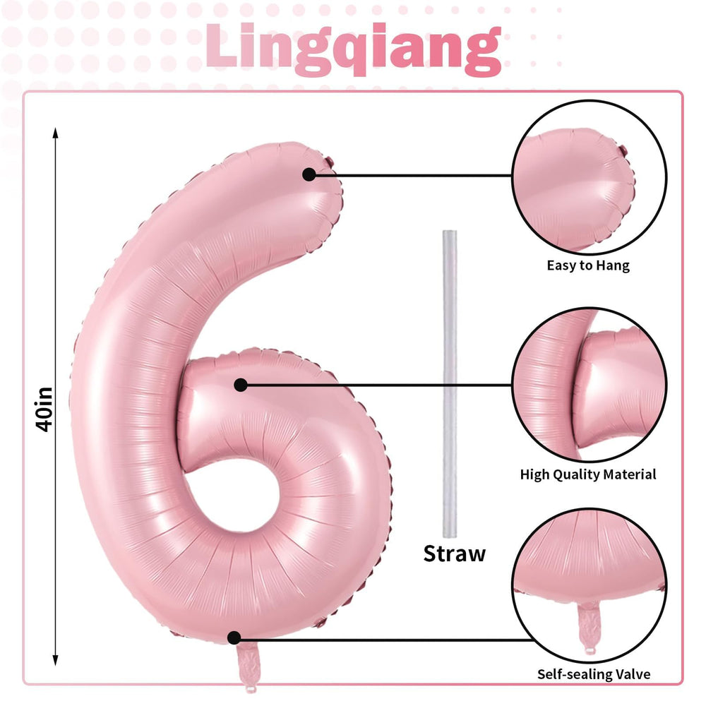 Lingqiang 6-number balloon with straw, easy inflation and reuse.